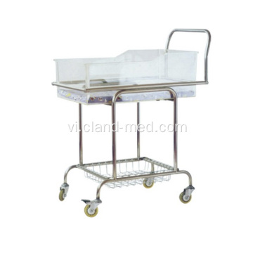 Thép không gỉ mới sinh em bé giường Cot với Bassinet